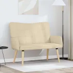 Canapea cu două locuri Crem 115 x 61 x 87 cm țesătură GartenMobel Dekor