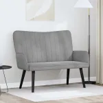 Canapea cu două locuri Gri deschis 115 x 61 x 87 cm Catifea GartenMobel Dekor