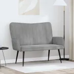 Canapea cu două locuri Gri deschis 115 x 61 x 87 cm Catifea GartenMobel Dekor