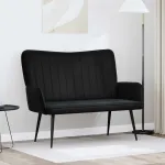 Canapea cu două locuri Negru 115 x 61 x 87 cm Catifea GartenMobel Dekor