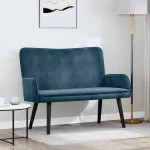 Canapea cu două locuri albastru 115 x 61 x 87 cm Catifea GartenMobel Dekor