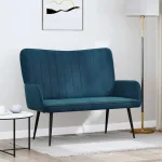 Canapea cu două locuri albastru 115 x 61 x 87 cm Catifea GartenMobel Dekor