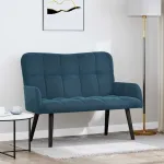 Canapea cu două locuri albastru 115 x 61 x 87 cm Catifea GartenMobel Dekor