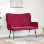Canapea cu două locuri bordo 115 x 61 x 87 cm Catifea GartenMobel Dekor