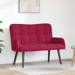 Canapea cu două locuri bordo 115 x 61 x 87 cm Catifea GartenMobel Dekor