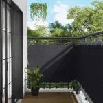 Ecran de balcon Negru 120 x 200 cm Oxford alu acoperit cu PU GartenMobel Dekor
