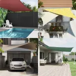 Pânză de umbră solară pentru exterior Galben și alb 7 x 7 m GartenMobel Dekor