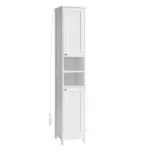 Dulap baie ingust VASAGLE cu LED, rafturi reglabile, 30x30x170 cm, alb