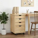 Cabinet mobil cu roata Maro 34 x 39 x 56 cm Lemn masiv de pin GartenMobel Dekor