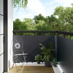 Ecran de balcon din poliratan gri inchis 500x100 cm, rezistent UV