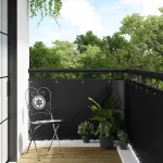Ecran de balcon din poliratan negru, cu gauri, 400 x 100 cm