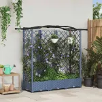 Pat Ridicat cu Trellis și Acoperiș Gri 163 x 40 x 126 cm PP GartenMobel Dekor