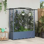Pat Ridicat cu Trellis și Acoperiș Gri 163 x 40 x 141 cm PP GartenMobel Dekor