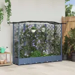 Pat Ridicat cu Trellis și Acoperiș Gri 203,5 x 40 x 125 cm PP GartenMobel Dekor