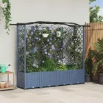 Pat Ridicat cu Trellis și Acoperiș Gri 204 x 40 x 141 cm PP GartenMobel Dekor