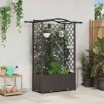 Pat Ridicat cu Trellis și Acoperiș Maro 122 x 40 x 141 cm PP GartenMobel Dekor