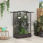 Pat Ridicat cu Trellis și Acoperiș Maro 124 x 40 x 126 cm PP GartenMobel Dekor