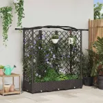 Pat Ridicat cu Trellis și Acoperiș Maro 163 x 40 x 126 cm PP GartenMobel Dekor