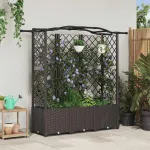 Pat Ridicat cu Trellis și Acoperiș Maro 163 x 40 x 141 cm PP GartenMobel Dekor