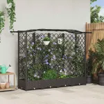 Pat Ridicat cu Trellis și Acoperiș Maro 203,5 x 40 x 125 cm PP GartenMobel Dekor