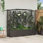Pat Ridicat cu Trellis și Acoperiș Maro 204 x 40 x 141 cm PP GartenMobel Dekor