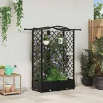 Pat Ridicat cu Trellis și Acoperiș Negru 124 x 40 x 126 cm PP GartenMobel Dekor