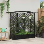 Pat Ridicat cu Trellis și Acoperiș Negru 163 x 40 x 126 cm PP GartenMobel Dekor