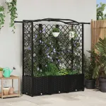 Pat Ridicat cu Trellis și Acoperiș Negru 163 x 40 x 141 cm PP GartenMobel Dekor
