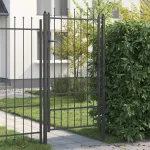 Poartă de gard cu blocare Asten Negru 175 x 88 cm Oțel GartenMobel Dekor