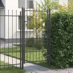 Poartă de gard cu blocare Asten Negru 175 x 88 cm Oțel GartenMobel Dekor