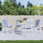 Perne pentru exterior 4 pcs Albastru și Alb 120 x 50 x 7 cm GartenMobel Dekor