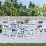 Perne pentru exterior 6 pcs Albastru și Alb 120 x 50 x 7 cm GartenMobel Dekor