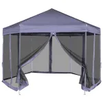 Marchiză hexagonală pliabilă 6 pereți albastru închis 3,6x3,1 m GartenMobel Dekor