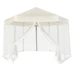 Marchiză pliabilă hexagonală, 6 pereți, alb crem, 3,6 x 3,1 m GartenMobel Dekor