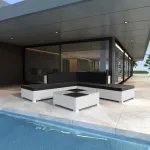 Set mobilier de grădină cu perne, 6 piese, alb, poliratan GartenMobel Dekor