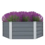 Pat înalt cu straturi, 129x129x45 cm, oțel galvanizat, gri GartenMobel Dekor