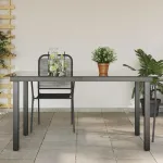 Masă de grădină, negru, 150 x 90 x 74 cm, aluminiu și sticlă GartenMobel Dekor