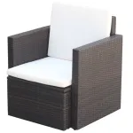 Scaun de grădină cu perne, maro, poliratan   GartenMobel Dekor