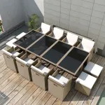 Set mobilier de exterior cu perne, 13 piese, bej, poliratan GartenMobel Dekor