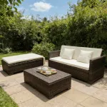 Set mobilier de grădină cu perne, 2 piese, maro, poliratan GartenMobel Dekor