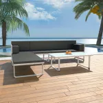 Set mobilier de grădină cu perne, 4 piese, negru, aluminiu    GartenMobel Dekor
