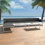 Set mobilier grădină, 5 piese, negru, textilenă și aluminiu GartenMobel Dekor
