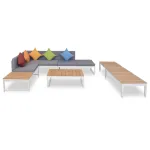 Set mobilier de grădină cu perne, 5 piese, aluminiu și WPC GartenMobel Dekor
