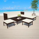 Set mobilier de grădină cu perne, 6 piese, maro, poliratan GartenMobel Dekor