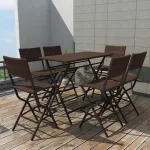 Set mobilier exterior pliabil, 7 piese, maro, oțel, poliratan GartenMobel Dekor