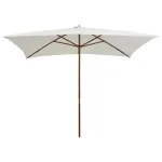 Umbrelă de soare cu stâlp de lemn, 200 x 300 cm, alb crem GartenMobel Dekor