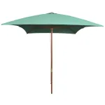 Umbrelă de soare cu stâlp din lemn, verde, 200x300 cm GartenMobel Dekor