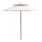 Umbrelă de soare dublă, 270x270 cm, stâlp de lemn, alb crem GartenMobel Dekor