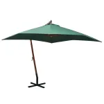 Umbrelă de soare suspendată, stâlp de lemn, 300x300 cm, verde GartenMobel Dekor