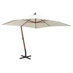 Umbrelă de soare suspendată cu stâlp de lemn, 300x300 cm, alb GartenMobel Dekor